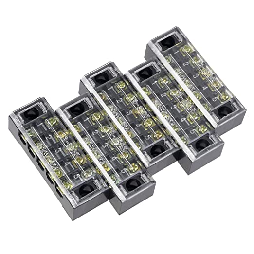 Load image into Gallery viewer, Uxcell 5 Pcs Dual Rows 5 Positions 600V 15A Wire Barrier Block Terminal Strip TB-1505L
