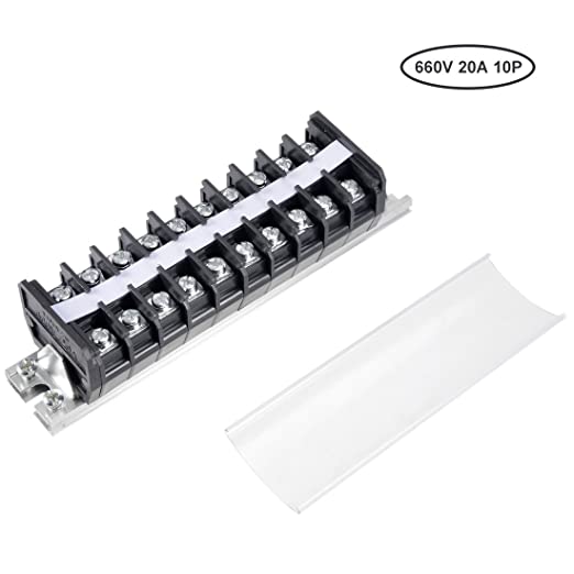 Terminal Strip Block 660V 20A Dual Rows 10P DIN Rail Base Screw Connector