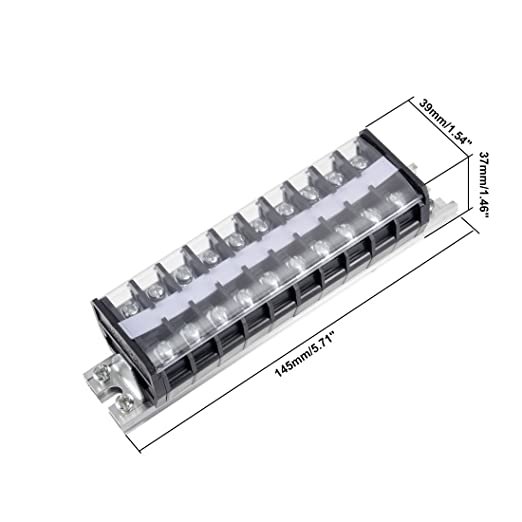 Uxcell Barrier Terminal Strip Block 660V 20A Dual Rows 10P DIN Rail Base Screw Connector